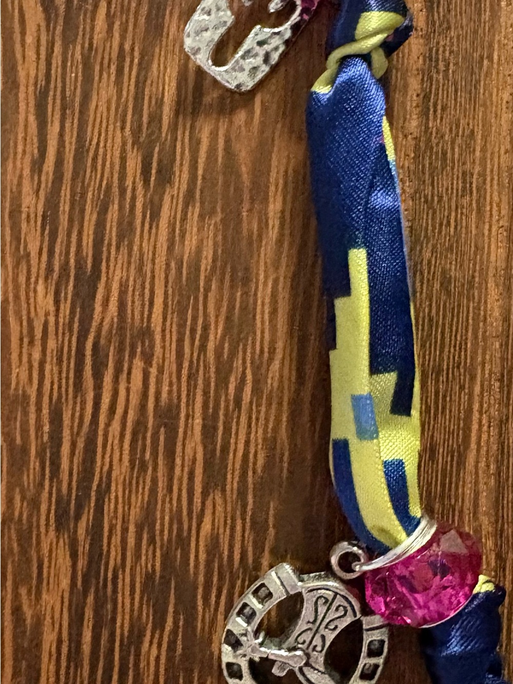 Colorful Southwestern-Inspired Green pink  & Blue Necklace with Silver Pendants - Picture 4 of 5